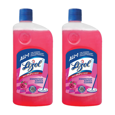 Lizol Disinfectant Surface Cleaner,& Floor, Bathroom, Kitchen,Tile, Not Phenyl, Liquid Floral(2 x 0.62 L)