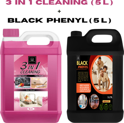 BLISS & BLUSH 3 IN 1 5L And Black Phenyl 5L Clean All Remove Dirt | Germs | Schooles Lavender And Rose(2 x 5 L)