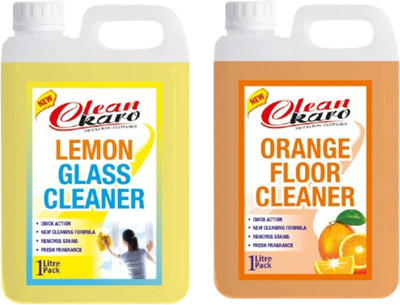 Tiersolution Combo of 2 Glass Cleaner Lemon+Floor Cleaner Orange lemon(2 x 1 L)