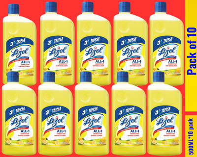 Lizol Disinfectant Surface & Floor Cleaner Liquid,500ML Citrus021 Lemon(10 x 0.5 L)