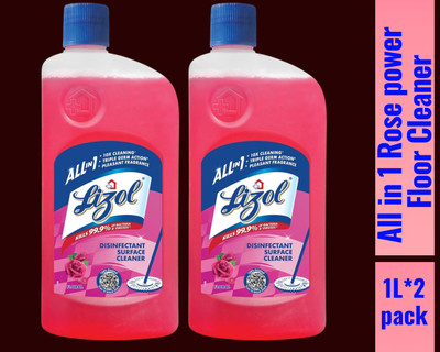 Lizol Disinfectant Surface & Floor Cleaner Liquid,Rose022 Rose(2 x 1 L)