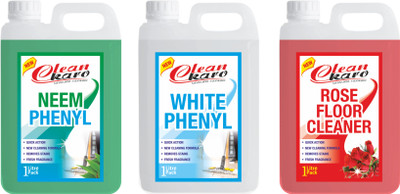 Tiersolution Combo of 3 Neem Phenyl+White+Floor Cleaner Rose lemon(3 x 1 L)