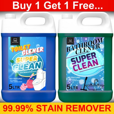 BLISS & BLUSH Toilet Cleaner Anti Germs Liquid 5L & New Thicker Bathroom Floor Cleaner 5L./. Neem(2 x 5 L)