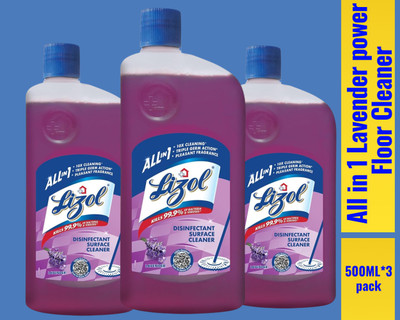 Lizol Disinfectant Surface & Floor Cleaner Liquid, 500ML lavender02 lavender(3 x 0.5 L)