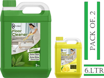 FLISKO Floor Cleaner Cleand All Germe&Gives Long-Lasting Freshness(5L Neem&1L Lemon) MULTI FRAGRANCE(2 x 3 L)