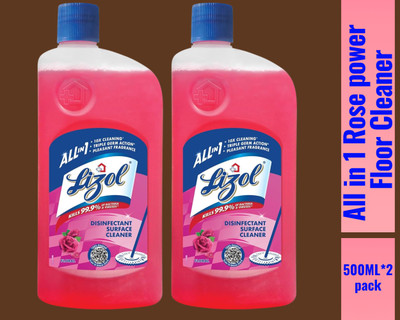 Lizol Disinfectant Surface & Floor Cleaner Liquid,500ML Rose022 Rose(2 x 0.5 L)