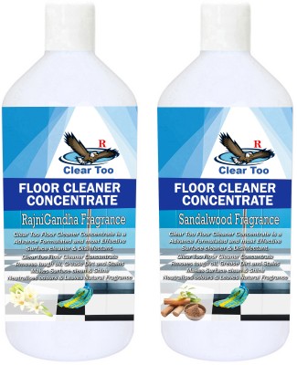 Clear Too Floor Cleaner Concentrate 500 ML|Oil Based Natural Floor Cleaner|Phenyl Compound Combo Pack of 2 | Makes Upto 50L From 500ML|Fragrance of RajniGandha Sandalwood(2 x 500 ml)