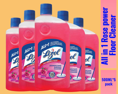 Lizol Disinfectant Surface & Floor Cleaner Liquid,500ml Rose088 Rose(5 x 0.5 L)
