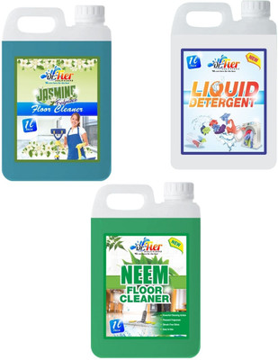 Tier enterprises Combo of 3 Floor Cleaner Jasmine, Liquid Detergent, Floor Cleaner Neem lemon(3 x 1 L)