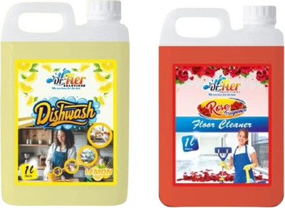 Tiersolution SUPER COMBO OF DISHWASH LEMON ANDFLOOR CLEANER ROSE(2 x 1 L)
