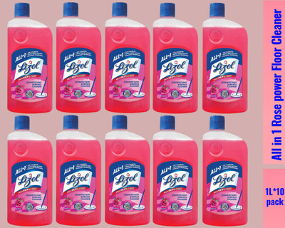 Lizol Disinfectant Surface & Floor Cleaner Liquid,Rose0154 Rose(10 x 1 L)