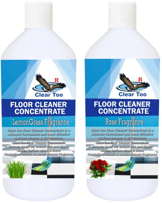 Clear Too Floor Cleaner Concentrate 500 ML|Oil Based Natural Floor Cleaner|Phenyl Compound Combo Pack of 2 | Makes Upto 50L From 500ML|Fragrance of LemonGrass Rose(2 x 500 ml)