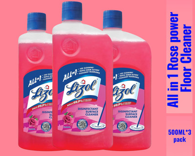 Lizol Disinfectant Surface & Floor Cleaner Liquid,500ml Rose0107 Rose(3 x 0.5 L)