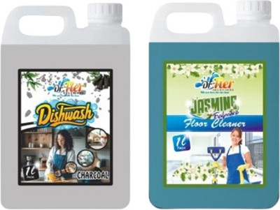 Tiersolution SUPER COMBO OF DISHWASH CHARCOAL AND FLOOR CLEANER JASMINE(2 x 1 L)