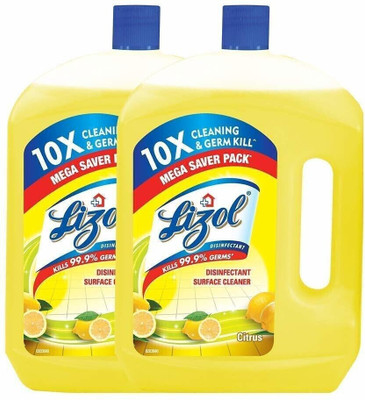 Lizol Disinfectant Surface Cleaner - 2 L (Pack of 2,Citrus) Citrus(2 x 2 L)