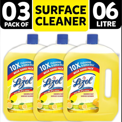 Lizol Disinfectant Surface & Floor Cleaner Liquid Citrus - Lemon(3 x 2000 ml)