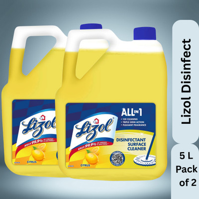 Lizol Disinfectant Surface loor Cleaner Liquid | Suitable for All Floor Cleaner Mops Lemon(2 x 5 L)