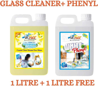 Tier enterprises Classic combo of 2 litre White Phenyl and Glass cleaner lemon Lemon(2 x 1 L)