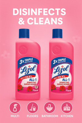 Nirmangal Lizol Disinfectant Floor Cleaner For Kitchen & Bathroom (2000 ml) natural Fragrance and Rose(2 L)