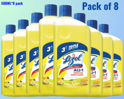 Lizol Disinfectant Surface & Floor Cleaner Liquid, 500ml Citrus062 Lemon(8 x 0.5 L)