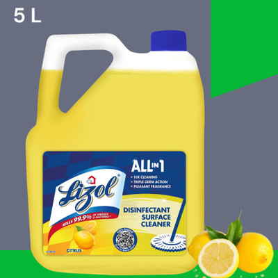 Lizol Disinfectant Surface & Floor Cleaner Liquid, Citrus01 - 5 Litre Lemon(5 L)