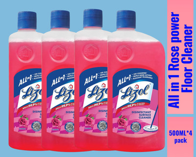 Lizol Disinfectant Surface & Floor Cleaner Liquid,500ML Rose03 Rose(4 x 0.5 L)