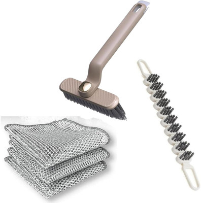 HM EVOTEK Steel Cloth Stove and Platform Cleaning, Folding Crevice Brush, 360 Rotating K2 Scrub Pad(Regular, Pack of 3)