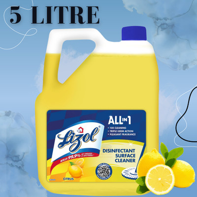 Lizol Disinfectant Surface & Floor Cleaner Liquid Suitable for All Floor Cleaner Mopsu lemon10(5 L)
