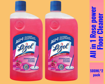 Lizol Disinfectant Surface & Floor Cleaner Liquid,500ml Rose085 Rose(2 x 0.5 L)