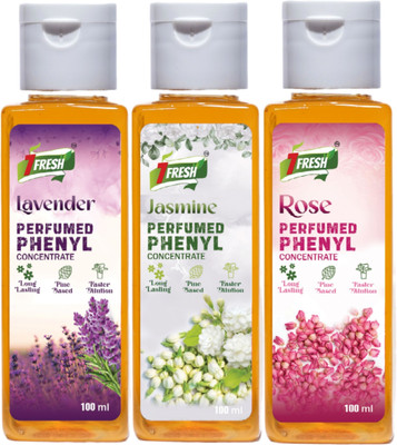 7Fresh Perfumed Phenyl Concentrate Liquid Combo Pack 300 ml (MAKES 7.5 TO 12 LITRE) LAVENDER+JASMINE+ROSE(3 x 100 ml)