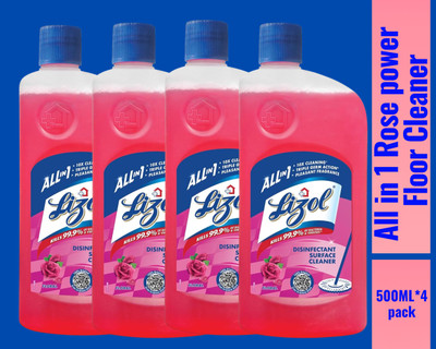 Lizol Disinfectant Surface & Floor Cleaner Liquid, 500ML Rose10 Rose(4 x 0.5 L)