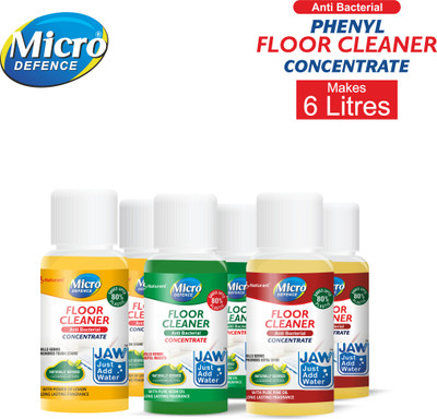 MicroDefence Phenyl Floor Cleaner Concentrate|Natural|50ML makes 1L, 6 Conc.=6L|2x50ml Each Pine, Lemon(Lemon Grass), Neem(Citronella)(6 x 50 ml)