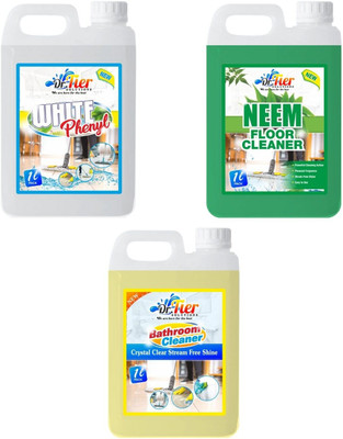 Tier enterprises Combo of 3 White Phenyl, Floor Cleaner Neem, Bathroom Cleaner lemon(3 x 1 L)