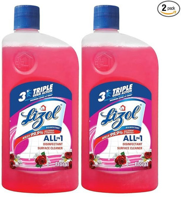 Lizol Disinfectant Surface & Floor Cleaner, Floral - 975 ml (Pack of 2) FRESH(2 x 1 L)