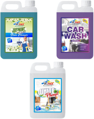 tiercart Combo of 3 Floor Cleaner Jasmine, Car Wash, White Phenyl lemon(3 x 1 L)