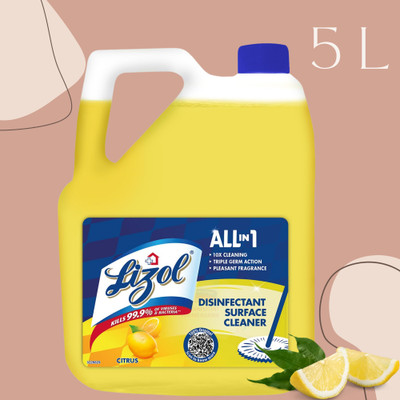 Lizol Disinfectant Surface & Floor Cleaner Liquid, Citrus08 - 5 Litre Lemon(5 L)