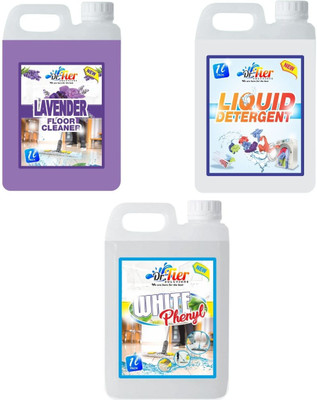tiercart Combo of 3 Floor Cleaner Lavender, Liquid Detergent, White Phenyl lemon(3 x 1 L)