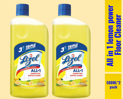 Lizol Disinfectant Surface & Floor Cleaner Liquid,500ml Citrus099 Lemon(2 x 0.5 L)