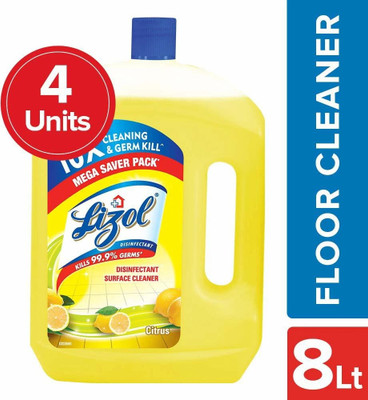 Lizol Surface Cleaner, Citrus, 2L (Pack of 4) Citrus(4 x 2 L)