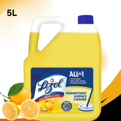 Lizol Disinfectant Surface & Floor Cleaner Liquid, Citrus02 - 5 Litre Lemon(5 L)