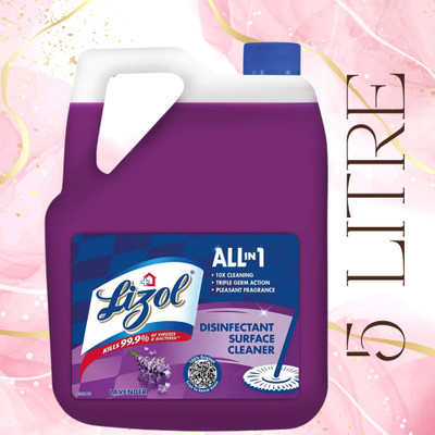 Lizol Disinfectant Surface & Floor Cleaner Liquid Suitable for All Floor Cleaner Mopss Lavender09(5 L)