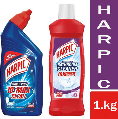 Harpic Bathroom Cleaner Floral And Power Plus Liquid Toilet Cleaner@500+500(1kg) Floral And Original(2 x 0.5 L)