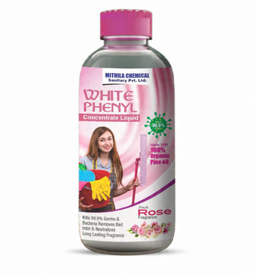 Dev Brand Mithila Chemicals White Phenyl Concentrate 400ml , Pine Oil Based Rose Fragrance Concerntrate Liquid Makes 8-10 litres of Good White Phenyl(400 ml)