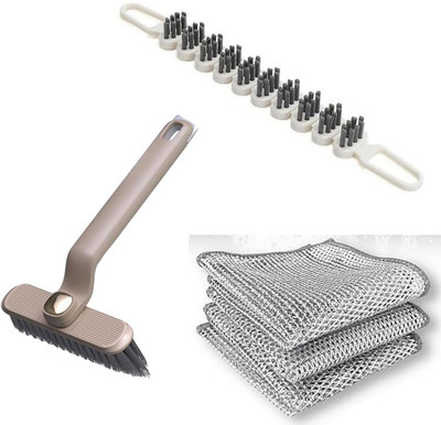 HM EVOTEK Non-Scratch Wire Dishcloth & Folding Gaps Cleaning Brush, Head Rotating Brush K2 Scrub Pad(Regular, Pack of 3)