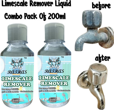 RATHAS Lime Scale Remover Liquid -Hard Water Stain Cleaner for Home 200GM PACK OF 2 NONE(2 x 100 ml)