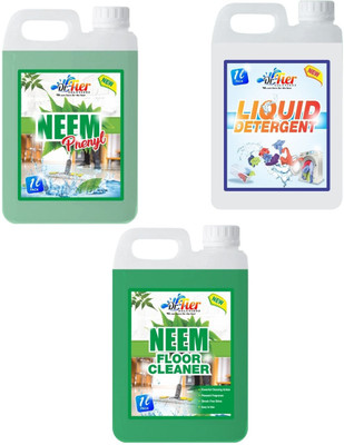 Tier enterprises Combo of 3 Neem Phenyl, Liquid Detergent, Floor Cleaner Neem lemon(3 x 1 L)