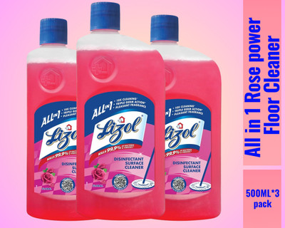 Lizol Disinfectant Surface & Floor Cleaner Liquid,500ml Rose065 Rose(3 x 0.5 L)