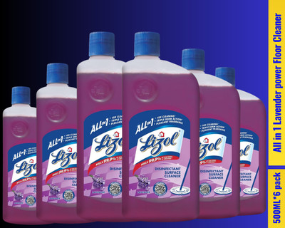 Lizol Disinfectant Surface & Floor Cleaner Liquid,500ml lavender054 lavender(6 x 0.5 L)