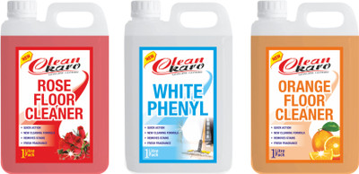 Tiersolution Combo of 3 Floor Cleaner Rose+White Phenyl+Floor Cleaner Orange lemon(3 x 1 L)