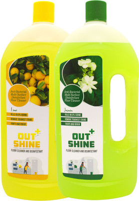 Outshine+ Premium Disinfectant Floor Cleaner - LIME & JASMINE - Pack of 2 - 1L Each(2 x 1 L)
